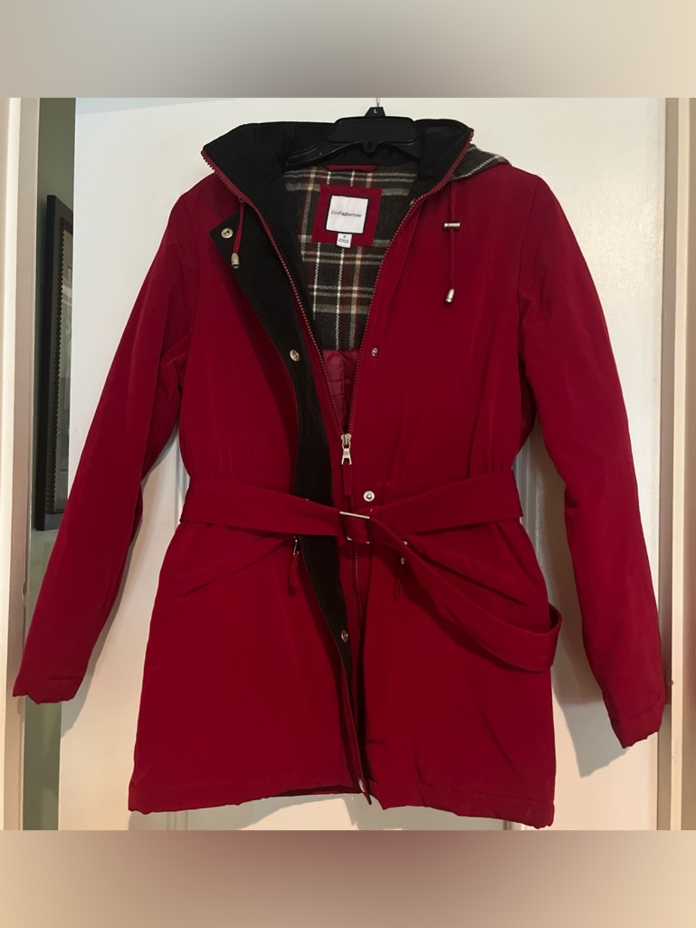 croft & barrow Women's Red Belted Trench Coat